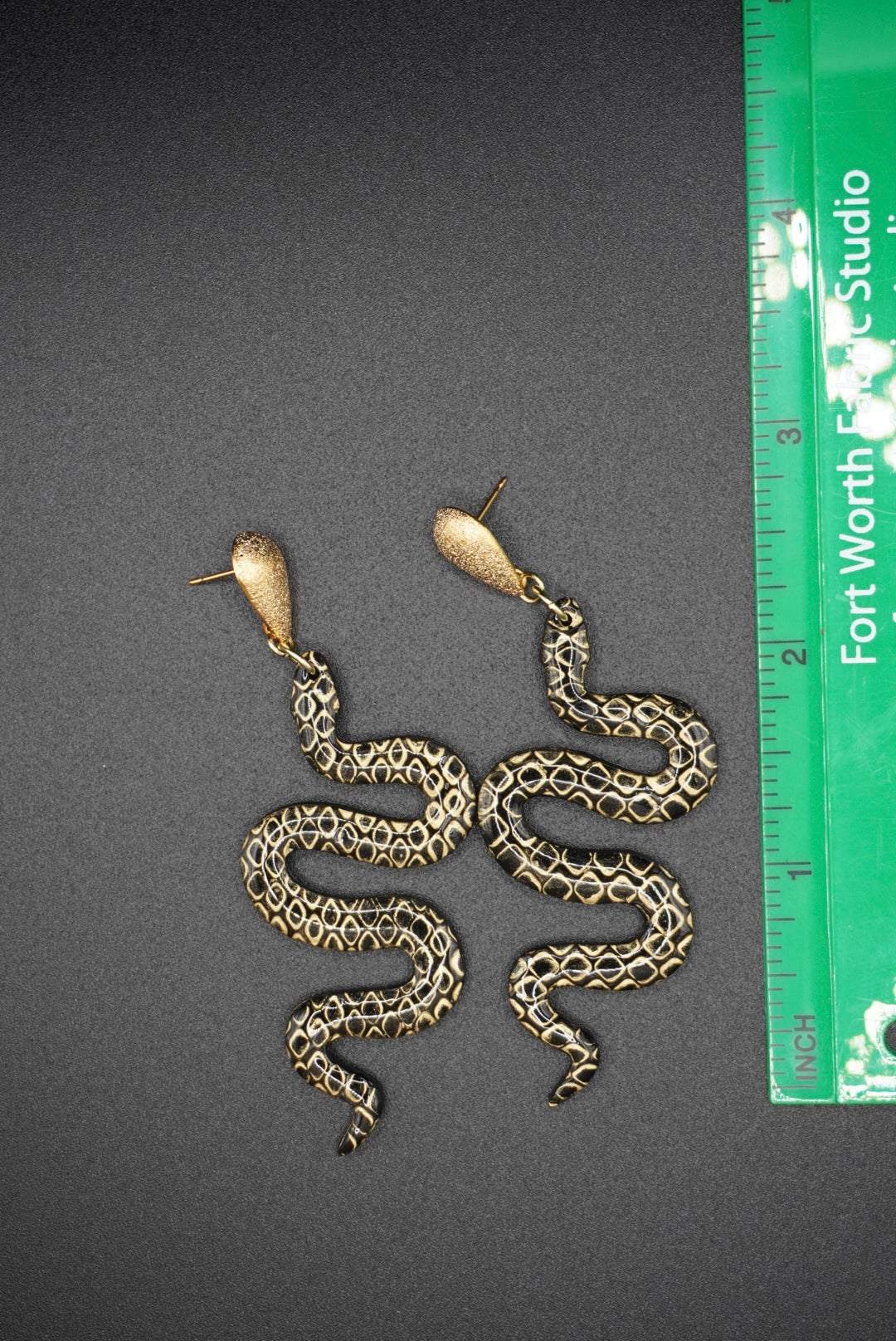 Golden Serpent Statement Earrings - Stardust Teardrop