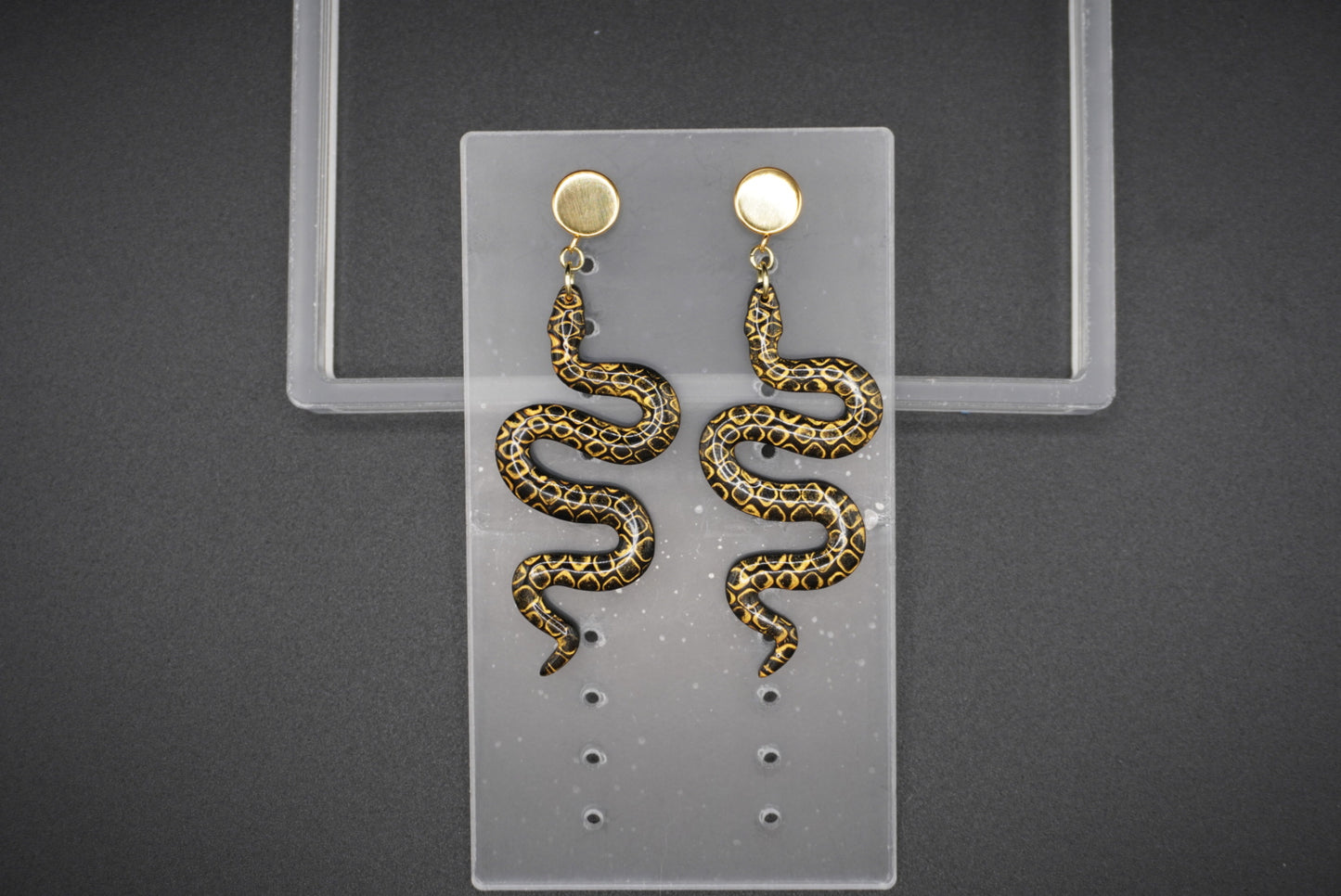 Golden Serpent Statement Earrings - Flat circle