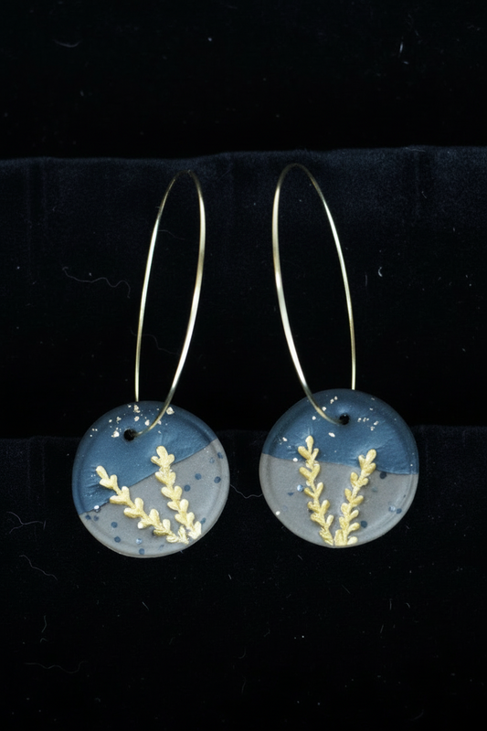 Black & Brown Gold Wheat Coin hoops