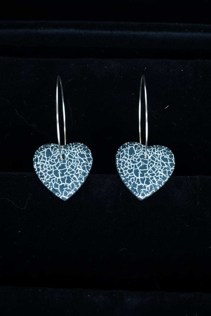Black and gold heart hoops